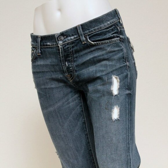 7 For All Mankind Josefina Distressed Mid Rise Straight Leg Jeans - Picture 8 of 15
